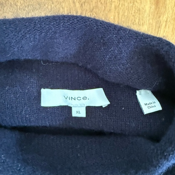$428 Vince Plush Cashmere Funnel Neck Sweater in Coastal Blue Navy size XL - Picture 6 of 7